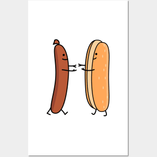 Funny sausage and bun couple Posters and Art